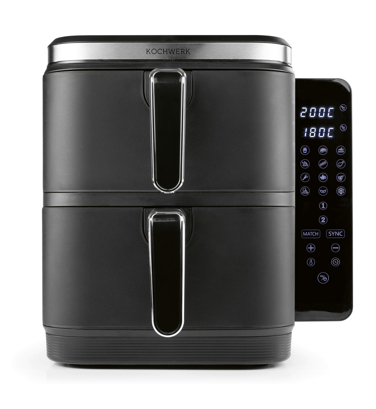 Kochwerk Heißluftfritteuse Doppel-Heißluftfritteuse 15473 - schwarz (44,30/28,60/35,50cm) - Kochwerk