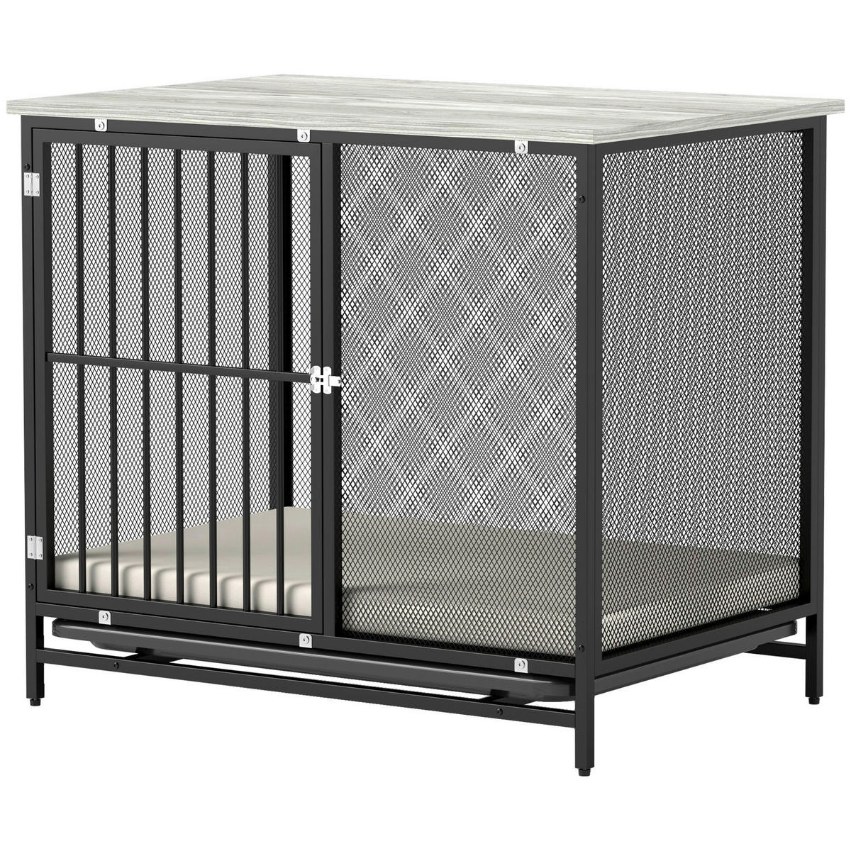 PawHut Hundekäfig grau Stahl B/H/L: ca. 55x71x80 cm Hundekäfig - schwarz/grau (80,00/55,00/71,00cm) - PawHut