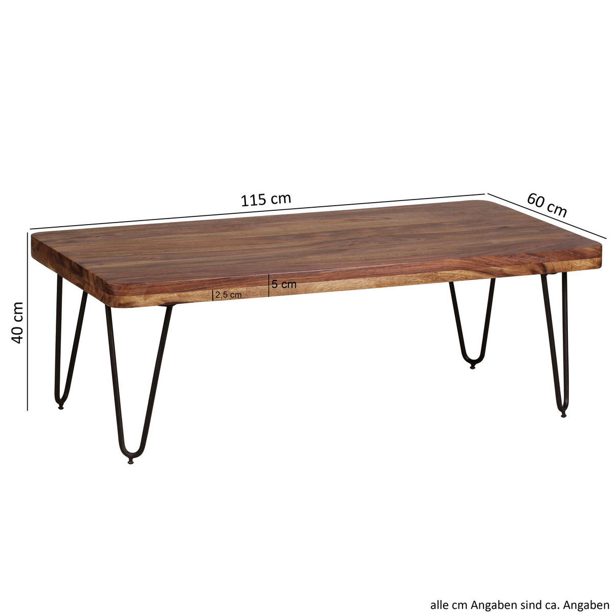 Couchtisch natur schwarz B/H/T: ca. 115x40x60 cm Couchtisch - natur/schwarz (115,00/40,00/60,00cm) - Wohnling