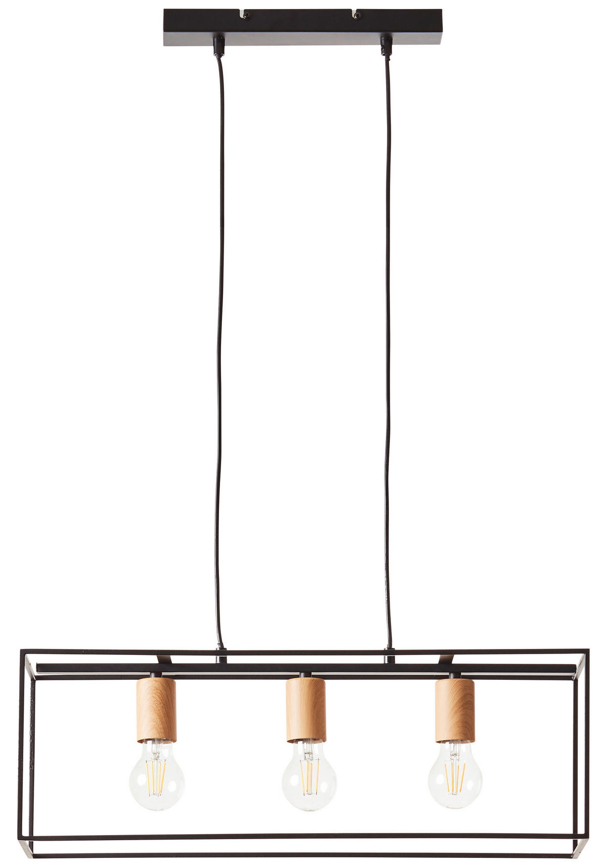 Brilliant Pendelleuchte 92747/76 schwarz Metall B/H/T: ca. 60x110x20 cm E27 3 Brennstellen Pendelleuchte Arica 92747/76 - schwarz (60,00/110,00/20,00cm) - Brilliant