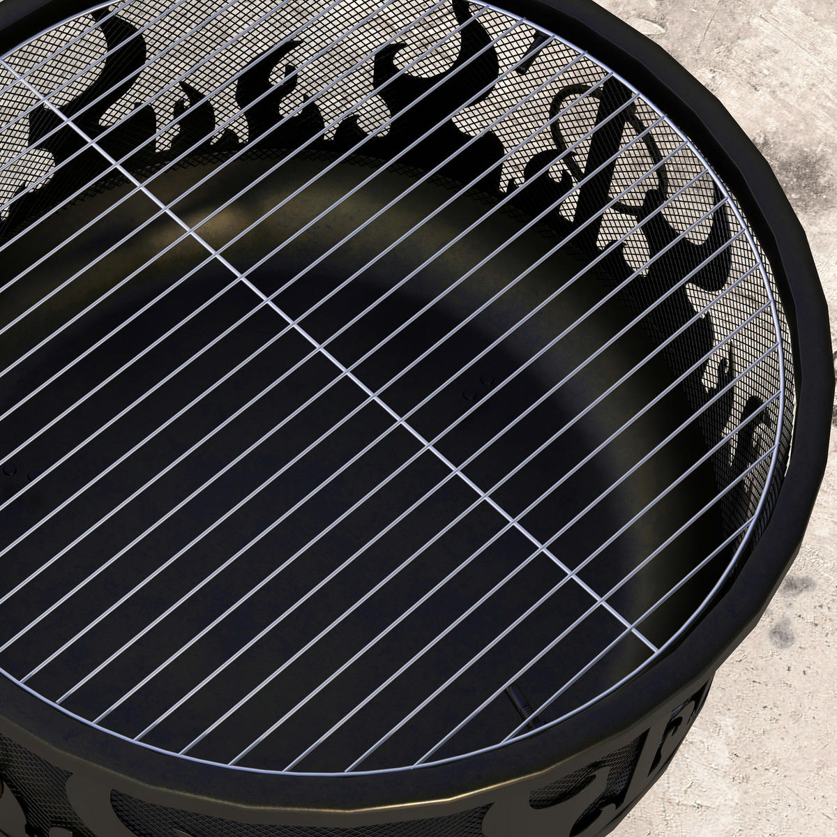 Outsunny Feuerschale schwarz Metall B/H/L: ca. 61x55x61 cm Feuerschale - schwarz (61,00/61,00/55,00cm) - Outsunny