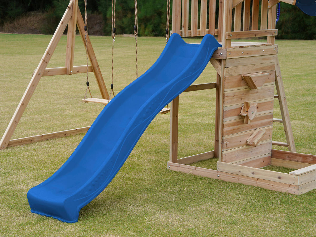AXI Spielturm Malik braun B/H/L: ca. 345x270x336 cm Malik - braun/blau (336,00/345,00/270,00cm) - AXI