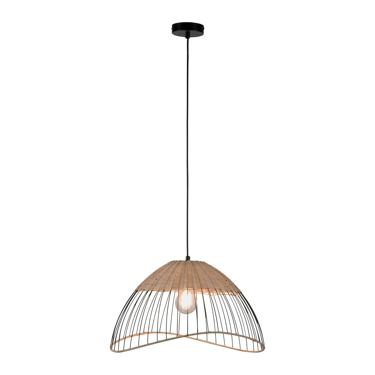 Just Light Pendelleuchte KORE 30207-79AO natur braun Holz Metall H/D: ca. 120x48 cm E27 1 Brennstellen KORE - braun/natur (48,00/120,00cm) - Just Light