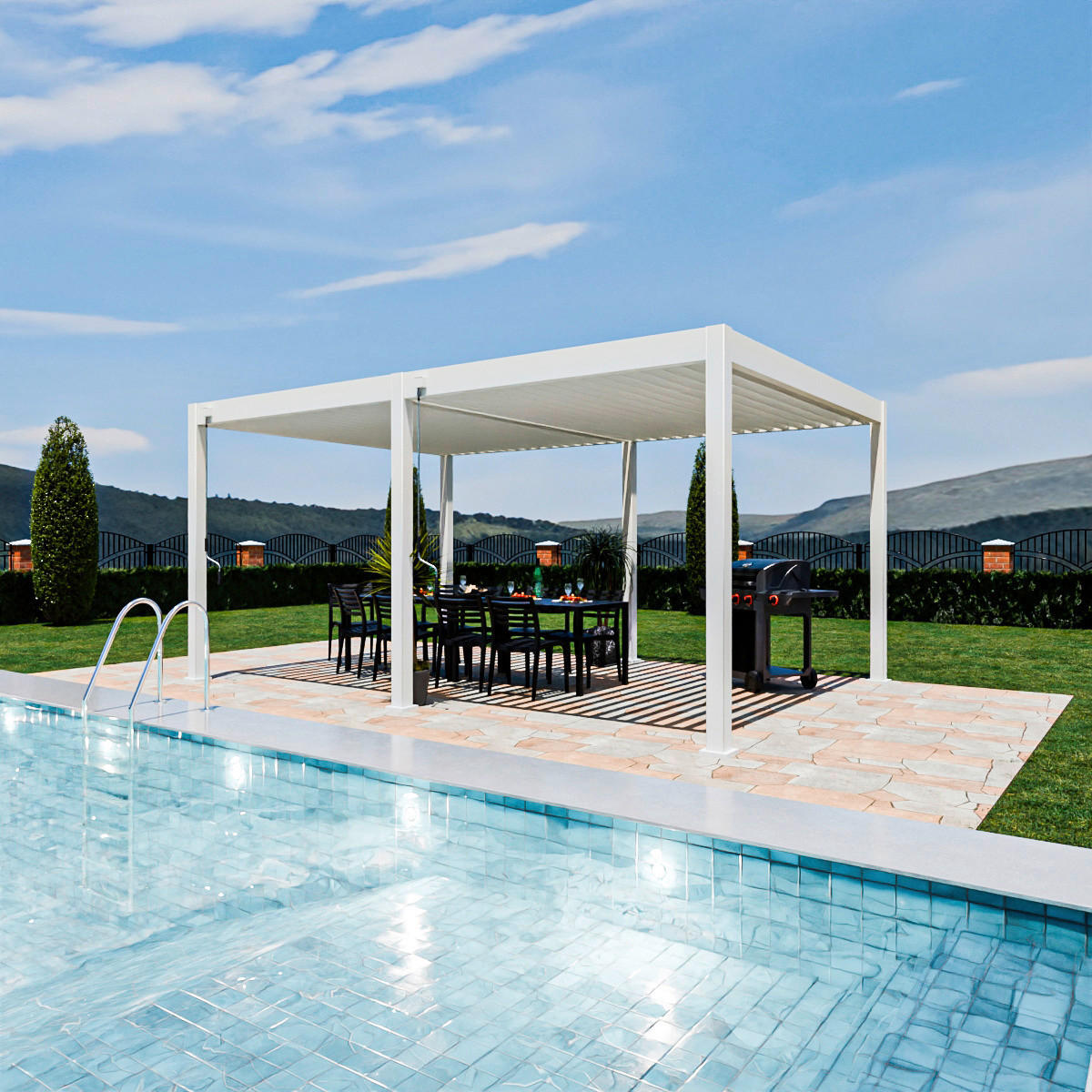 PergoLine Pergola Superior weiß Aluminium B/H/L: ca. 530x255x360 cm Superior - weiß (360,00/530,00/255,00cm) - PergoLine