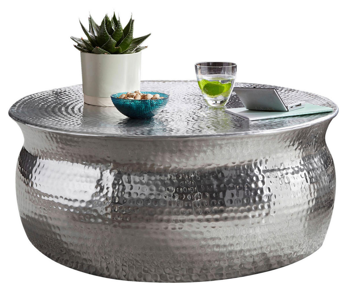 Couchtisch silber B/H/T: ca. 75x31x75 cm Couchtisch - silber (75,00/31,00/75,00cm) - Wohnling
