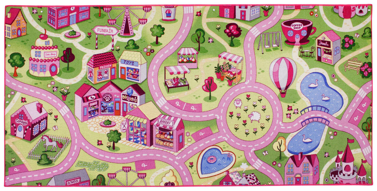 Kinderteppich Sweet Town pink B/L: ca. 95x200 cm Sweet Town - pink (95,00/200,00cm)