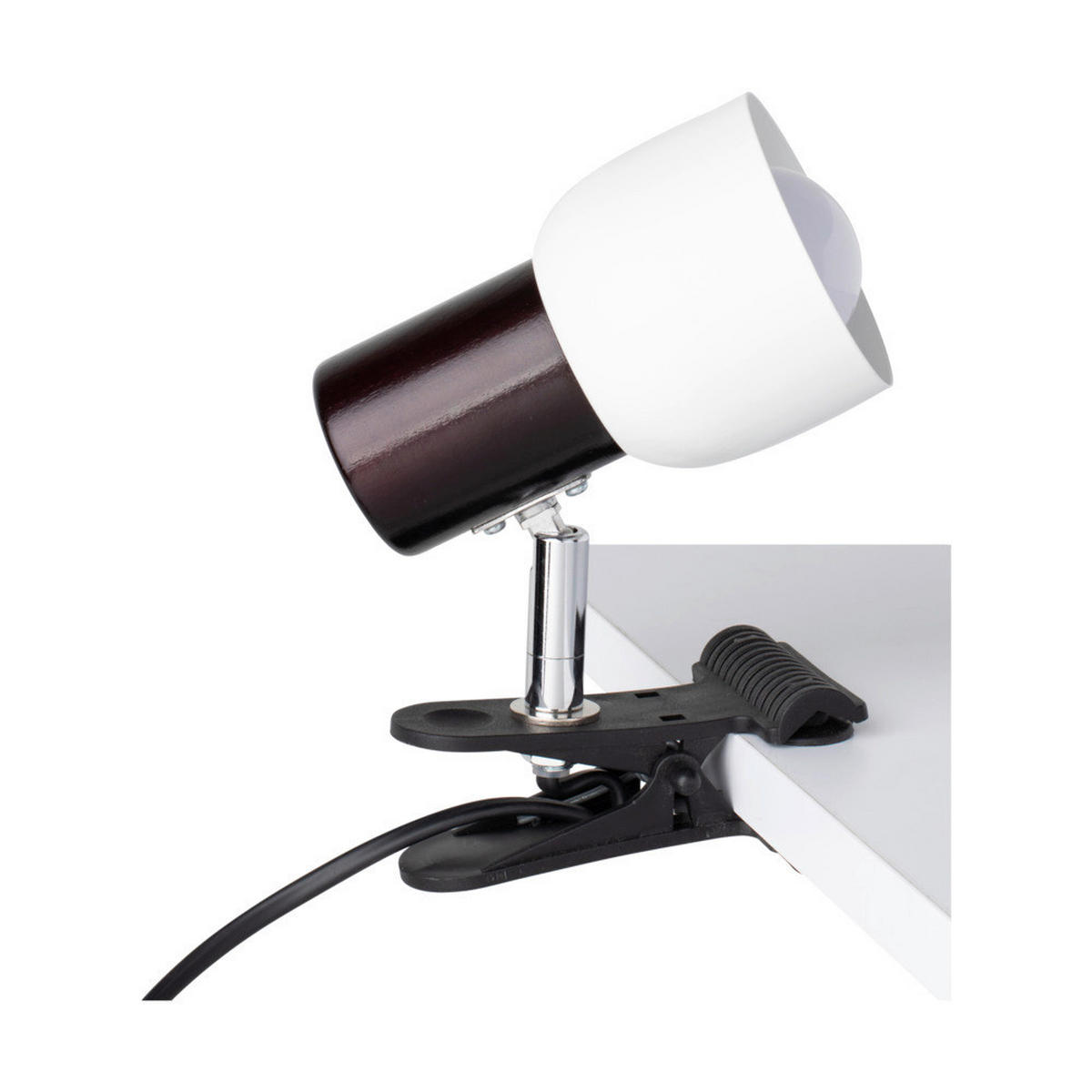 SPOT Light Klemmleuchte 2210135K weiß braun Chrom schwarz Metall Kunststoff Holz B/H/T: ca. 17x12x7 cm E14 1 Brennstellen Kirra - braun/weiß (17,00/12,00/7,00cm) - SPOT Light