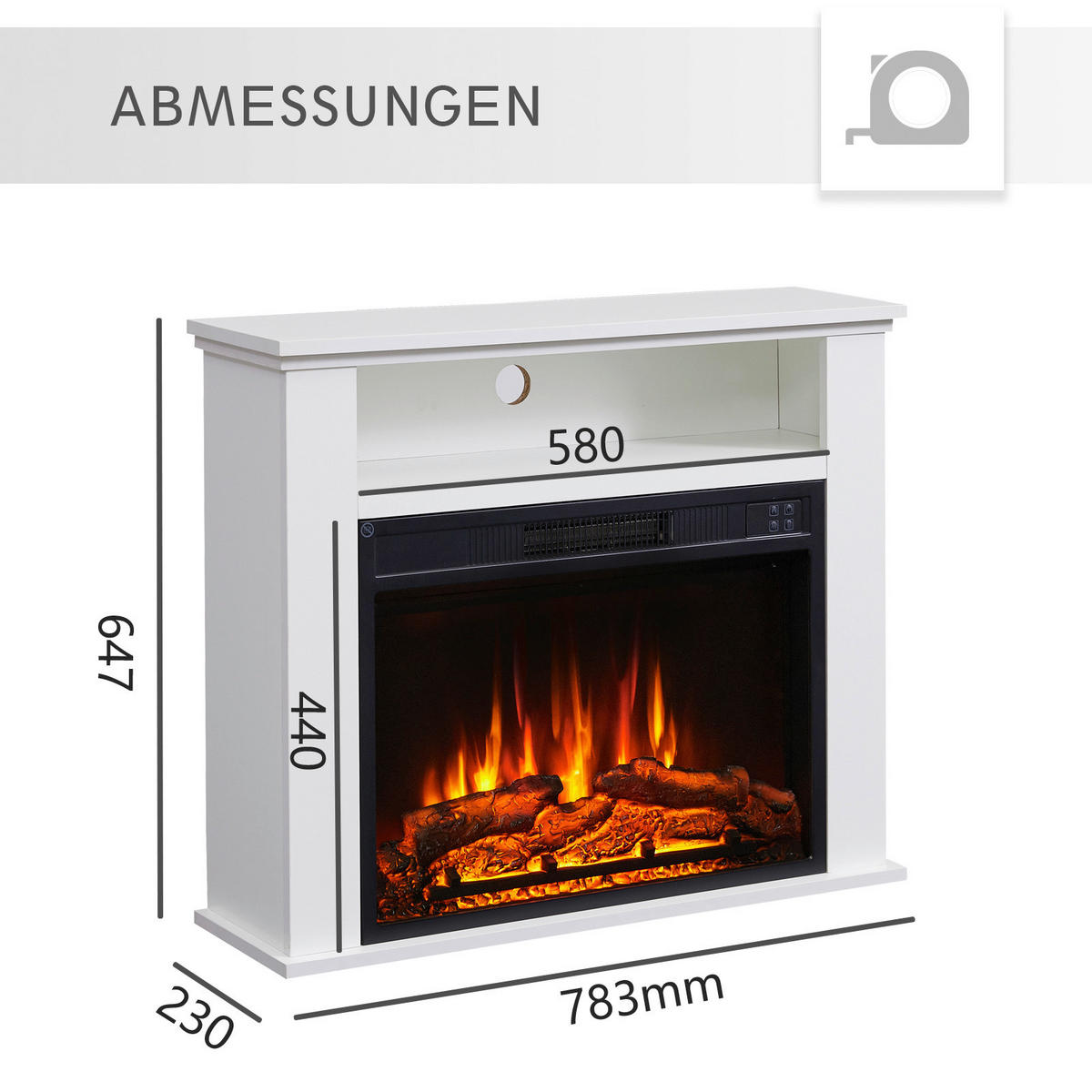 Balderia Elektrischer-Kamin Frida weiß B/H/T: ca. 78,3x64,7x23 cm ca. 2 W Elektrischer Kamin Frida - weiß (78,30/64,70/23,00cm) - Balderia