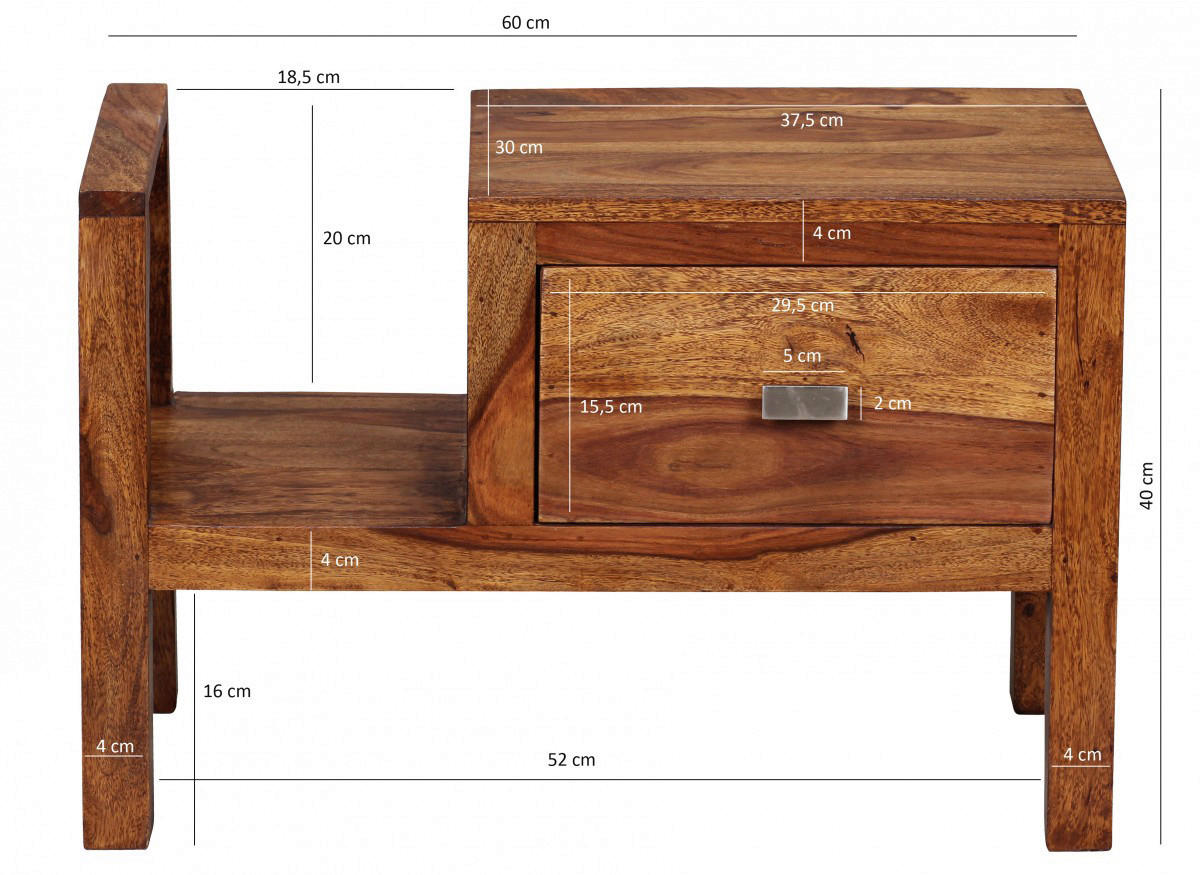 Nachtkonsole braun B/H/T: ca. 30x40x60 cm Nachttisch MUMBAI - braun (30,00/40,00/60,00cm) - Wohnling
