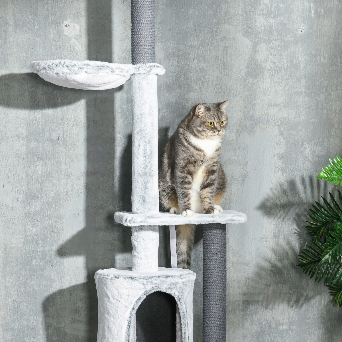 PawHut Kratzbaum grau Spanplatte B/H/L: ca. 60x255x60 cm Kratzbaum - grau (60,00/60,00/255,00cm) - PawHut
