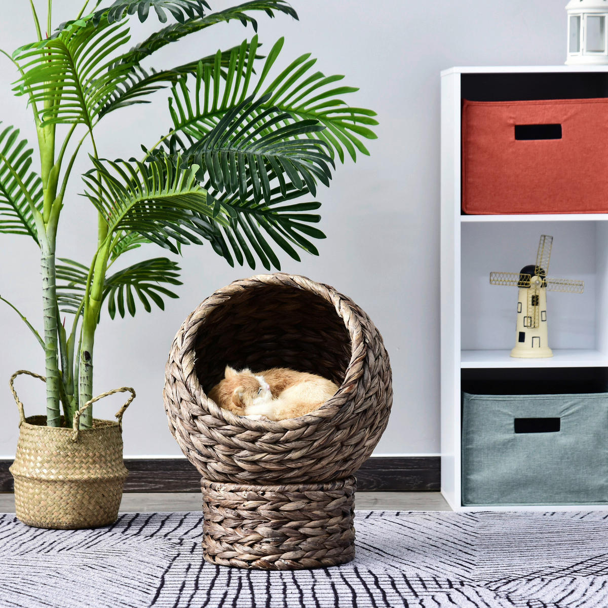 PawHut Katzenkorb dunkelbraun Baumwolle B/H/L: ca. 33x52x42 cm Katzenkorb - dunkelbraun (42,00/33,00/52,00cm) - PawHut