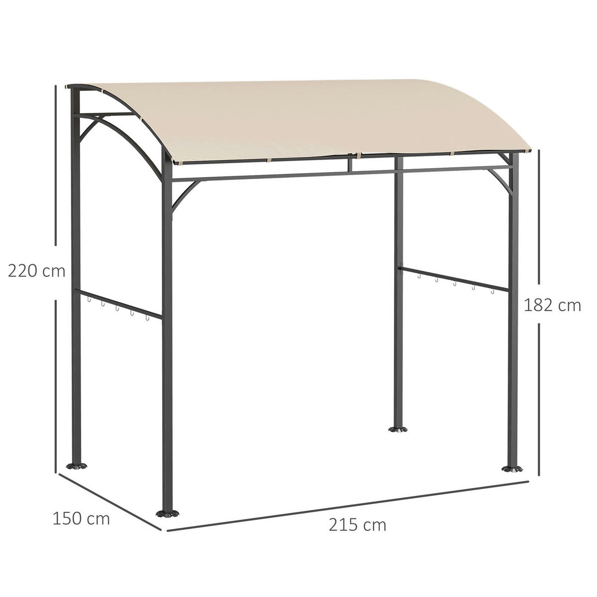 Outsunny Grillpavillon Grillpavillon - (215,00/150,00/220,00cm) - Outsunny