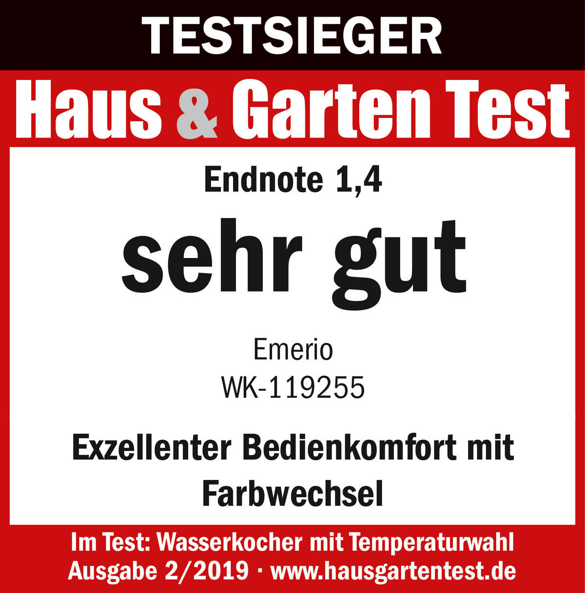 Emerio Glas-Wasserkocher WK-119255.5 schwarz Kunststoff H: ca. 25 cm ca. 1,7 l Wasserkocher WK-119255.5 - schwarz (25,00cm) - Emerio