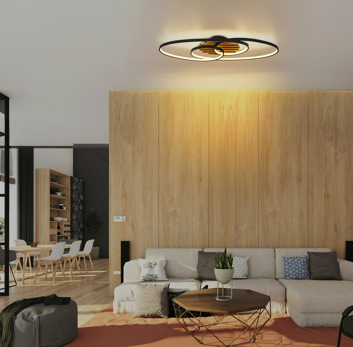 GLOBO Deckenventilator Deckenleuchte-Tisha - braun/schwarz (34,00/11,00/90,00cm) - GLOBO