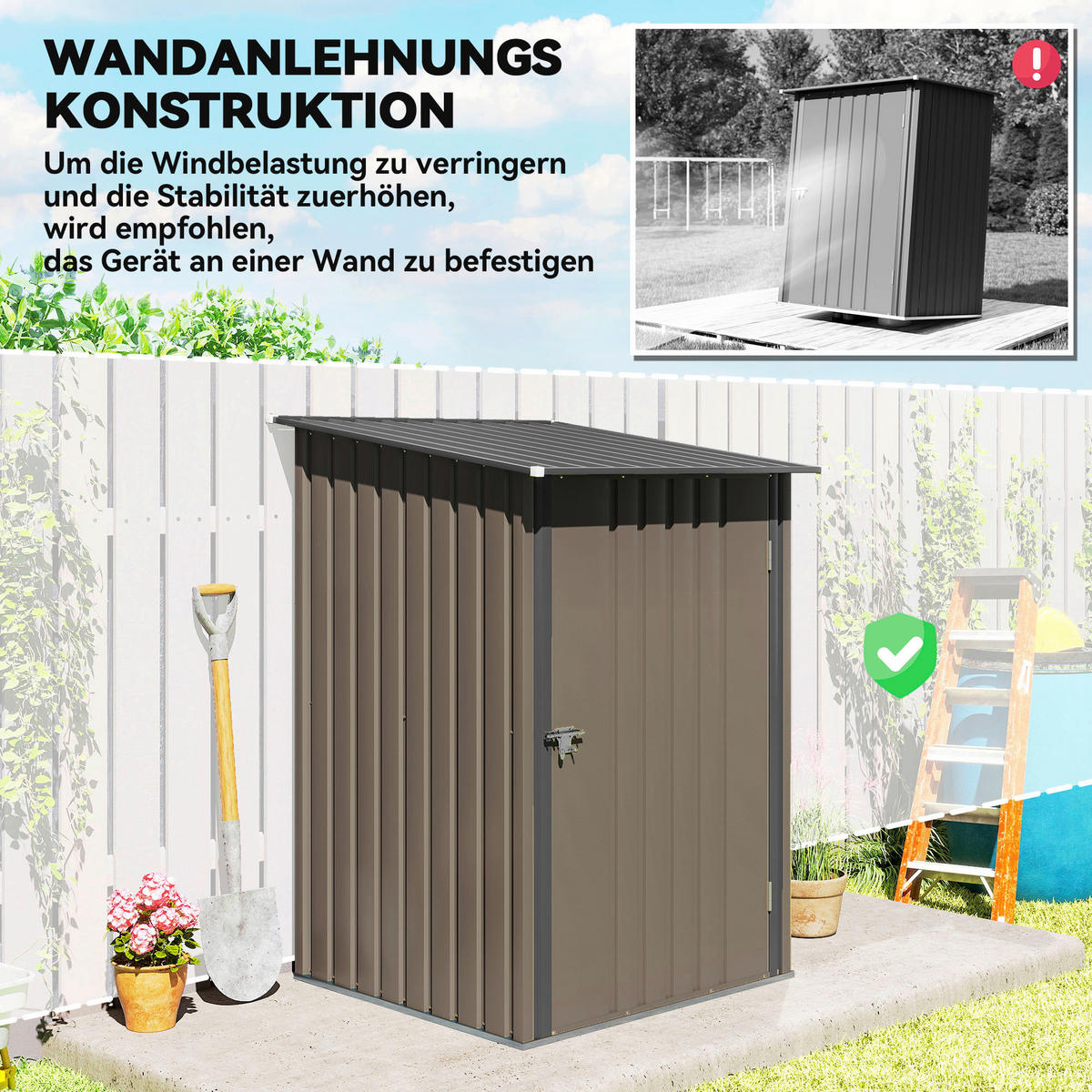 Outsunny Gerätehaus braun B/H/L: ca. 103x160x100 cm Gerätehaus - braun (100,00/103,00/160,00cm) - Outsunny