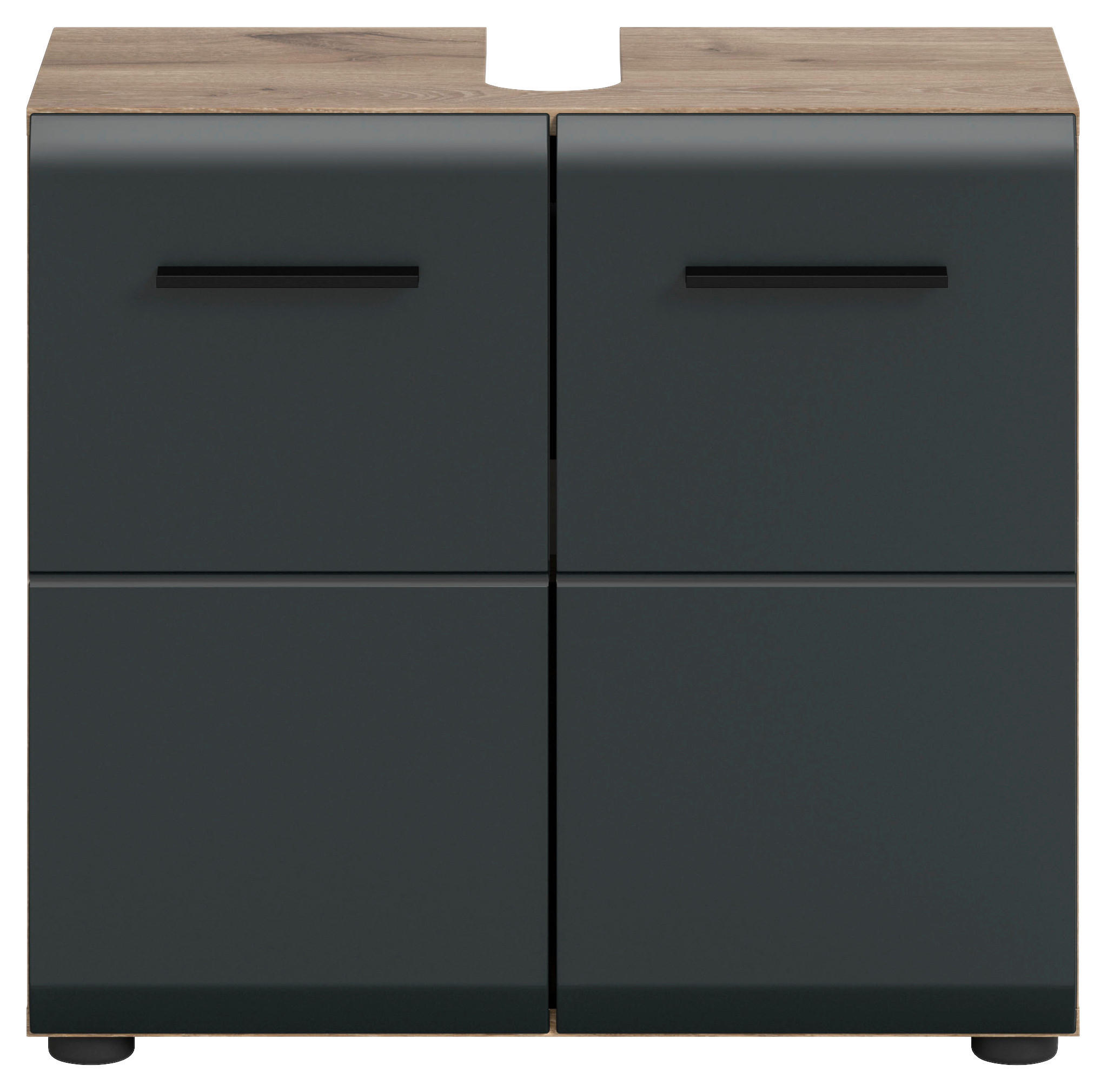 Waschbeckenunterschrank Ice Nox Oak Nachbildung schwarz matt B/H/T: ca. 60x54x30 cm Ice - schwarz (60,00/54,00/30,00cm) - xonox.home