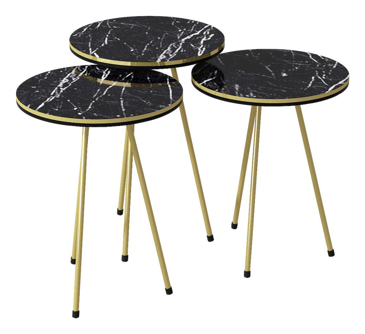 Beistelltisch 3er-Set. 21716146 schwarz Marmoroptik B/H/T: ca. 38x53,5x38 cm 3er-Set. 21716146 - schwarz/Marmoroptik (38,00/53,50/38,00cm) - moebel17