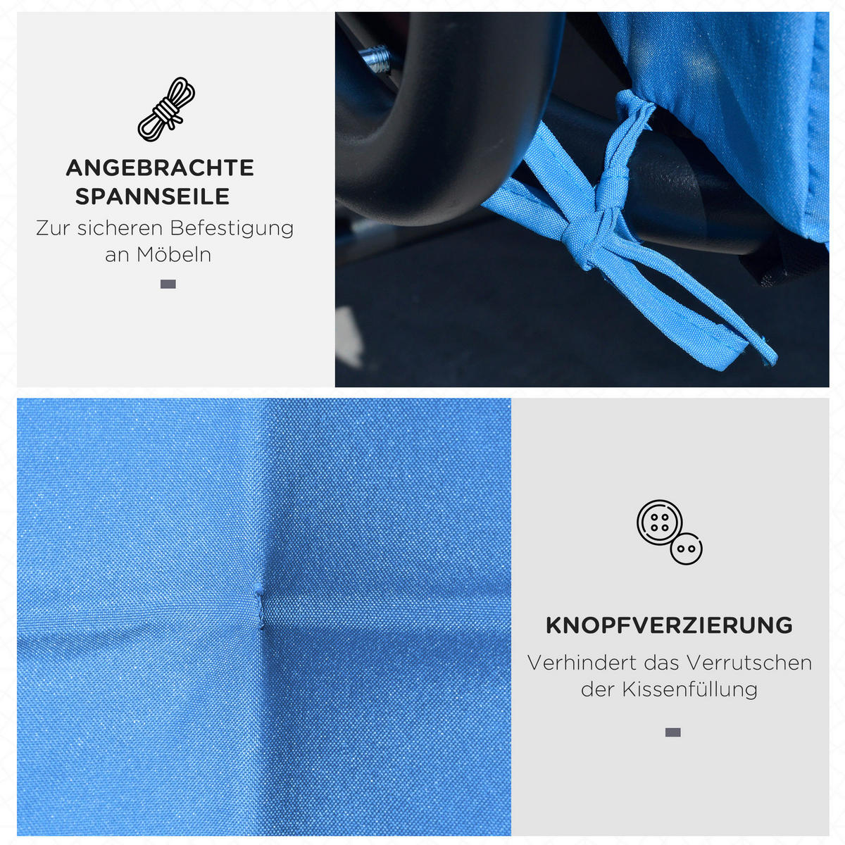Outsunny Sitzkissen blau Polyester B/H/L: ca. 100x8x170 cm Sitzkissen - blau (170,00/100,00/8,00cm) - Outsunny