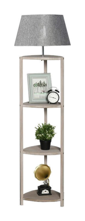 HOMCOM Stehleuchte B31-096 grau Holz Kunststoff B/H/L: ca. 46x159x46 cm E27 1 Brennstellen Stehleuchte B31-096 - grau (46,00/46,00/159,00cm) - HOMCOM