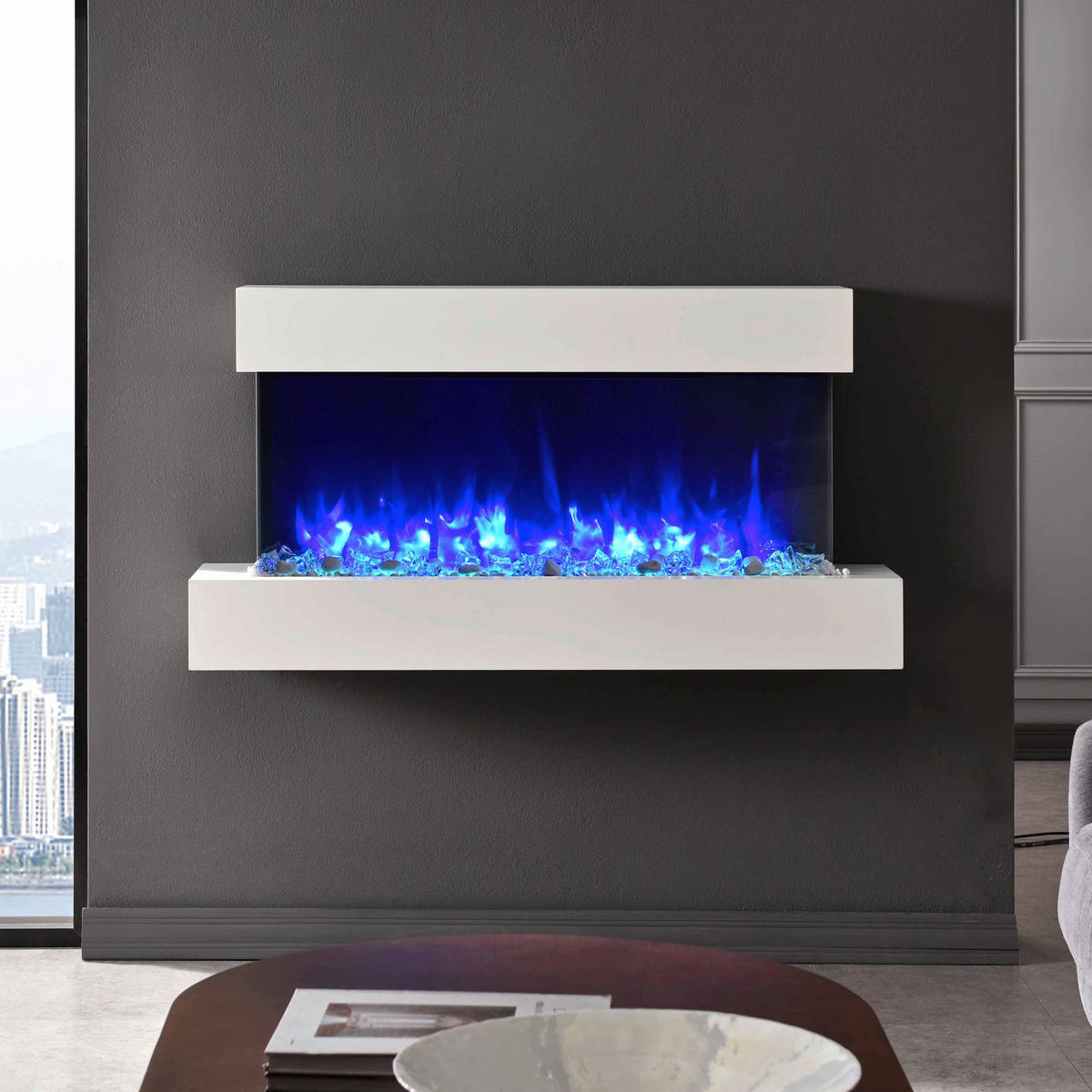 Balderia Wandkamin Ignis grau MDF B/H/T: ca. 110x57,3x25 cm ca. 2000 W Elekt.-Kamin Ignis EF197A-MT197C-CG - grau (110,00/57,30/25,00cm) - Balderia