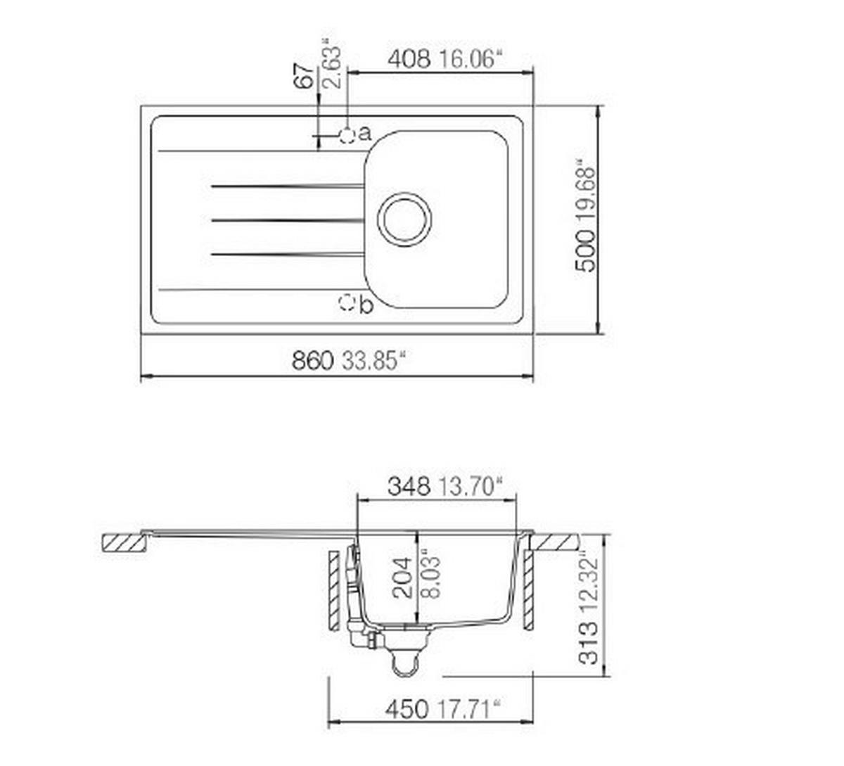 Respekta Einbauspüle Orlando 86 x 50 W weiß Granitverbundmaterial B/H/T: ca. 86x20,9x50 cm Orlando 86 x 50 W - weiß (86,00/20,90/50,00cm) - Respekta