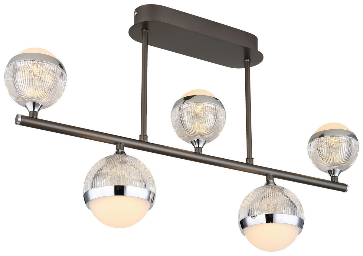GLOBO LED-Deckenleuchte Chrom titanfarbig transparent Acryl Aluminium Metall B/H/T: ca. 11x37x65 cm UNTSY - titanfarbig/Chrom (11,00/37,00/65,00cm) - GLOBO