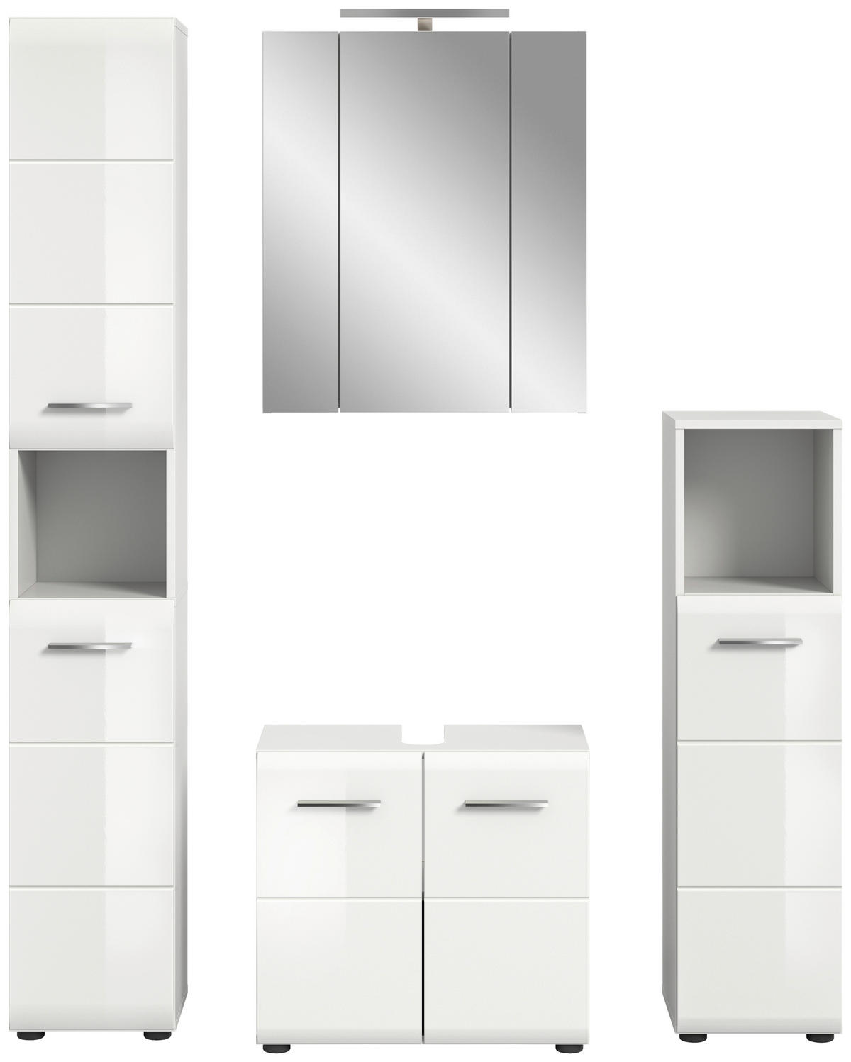 Badezimmer-Set Ice weiß weiß Hochglanz B/H/T: ca. 150x185x30 cm Ice - weiß (150,00/185,00/30,00cm) - xonox.home