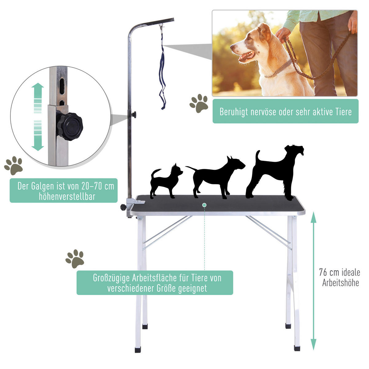 PawHut Hundetrimmtisch schwarz Gummi B/H/L: ca. 62x77x92 cm Hundetrimmtisch - schwarz/silber (92,00/62,00/77,00cm) - PawHut