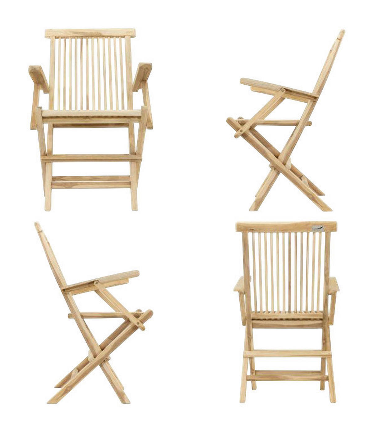 VCM Gartenstuhl 4er Set braun Teakholz B/H/T: ca. 57x89x62 cm 4er Set - braun (57,00/89,00/62,00cm) - VCM