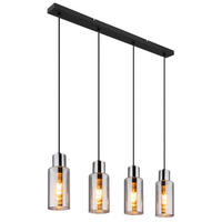 GLOBO Pendelleuchte schwarz Metall B/H/T: ca. 10x120x82 cm E27 4 Brennstellen LIDARIA - schwarz (10,00/120,00/82,00cm) - GLOBO
