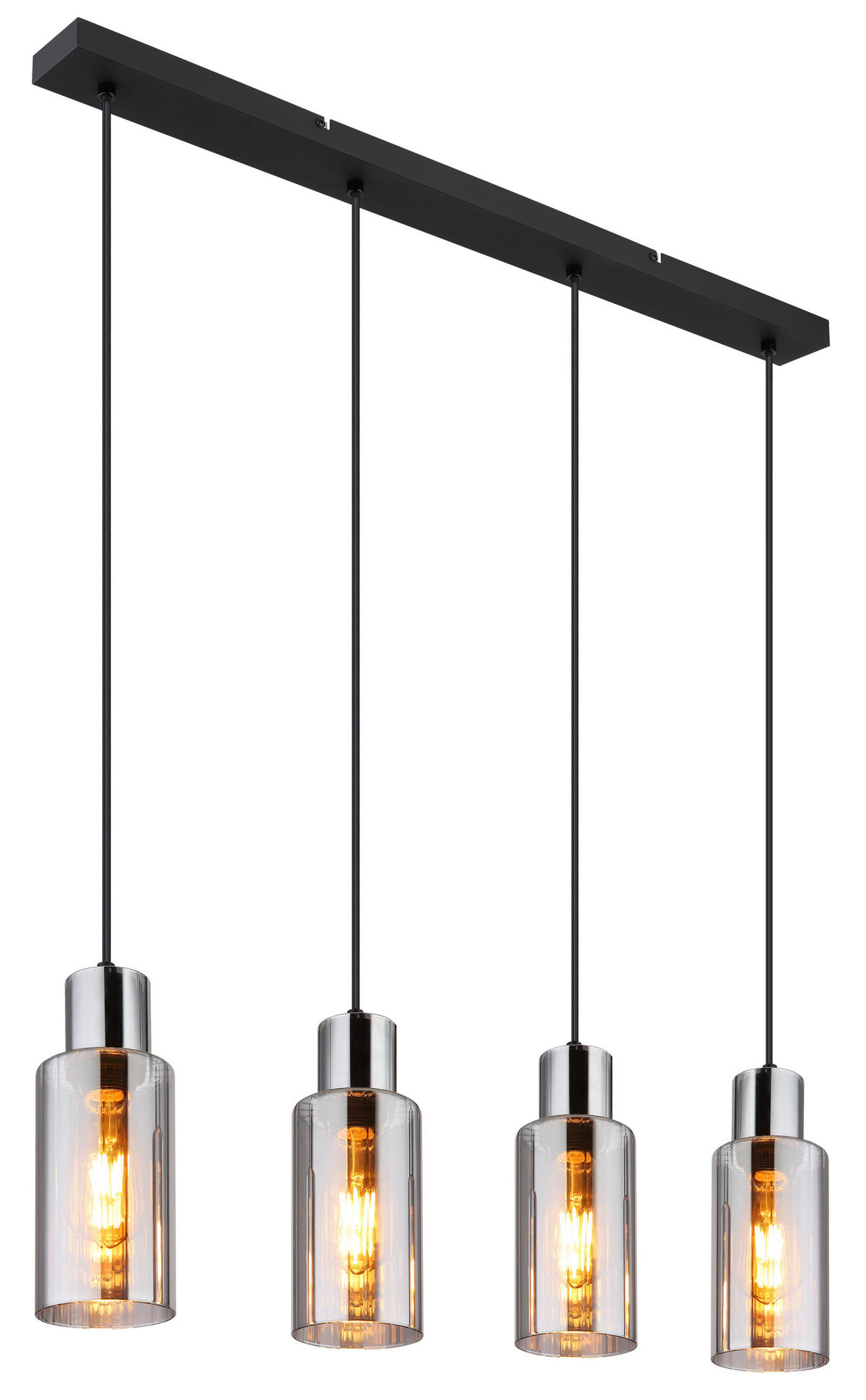 GLOBO Pendelleuchte schwarz Metall B/H/T: ca. 10x120x82 cm E27 4 Brennstellen LIDARIA - schwarz (10,00/120,00/82,00cm) - GLOBO