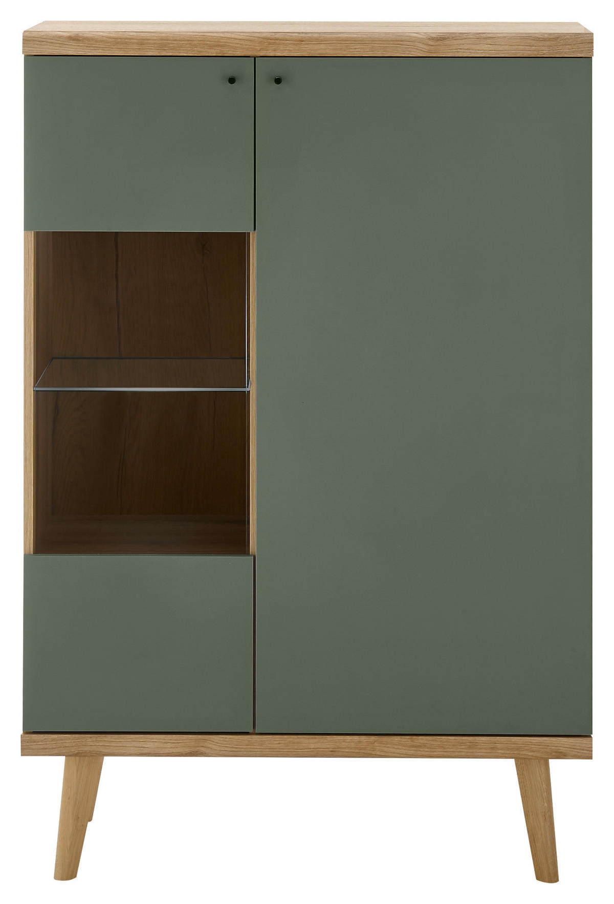 Vitrine Alva Eiche Evoke Coast Nachbildung salbei B/H/T: ca. 90x134x40 cm Alva - Eiche/salbei (90,00/134,00/40,00cm)