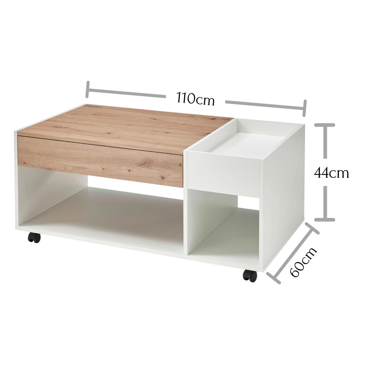 Couchtisch Eiche Artisan weiß B/H/T: ca. 110x44x60 cm Emil_1_83-053-T2_Couchtisch - Eiche/weiß (110,00/44,00/60,00cm)
