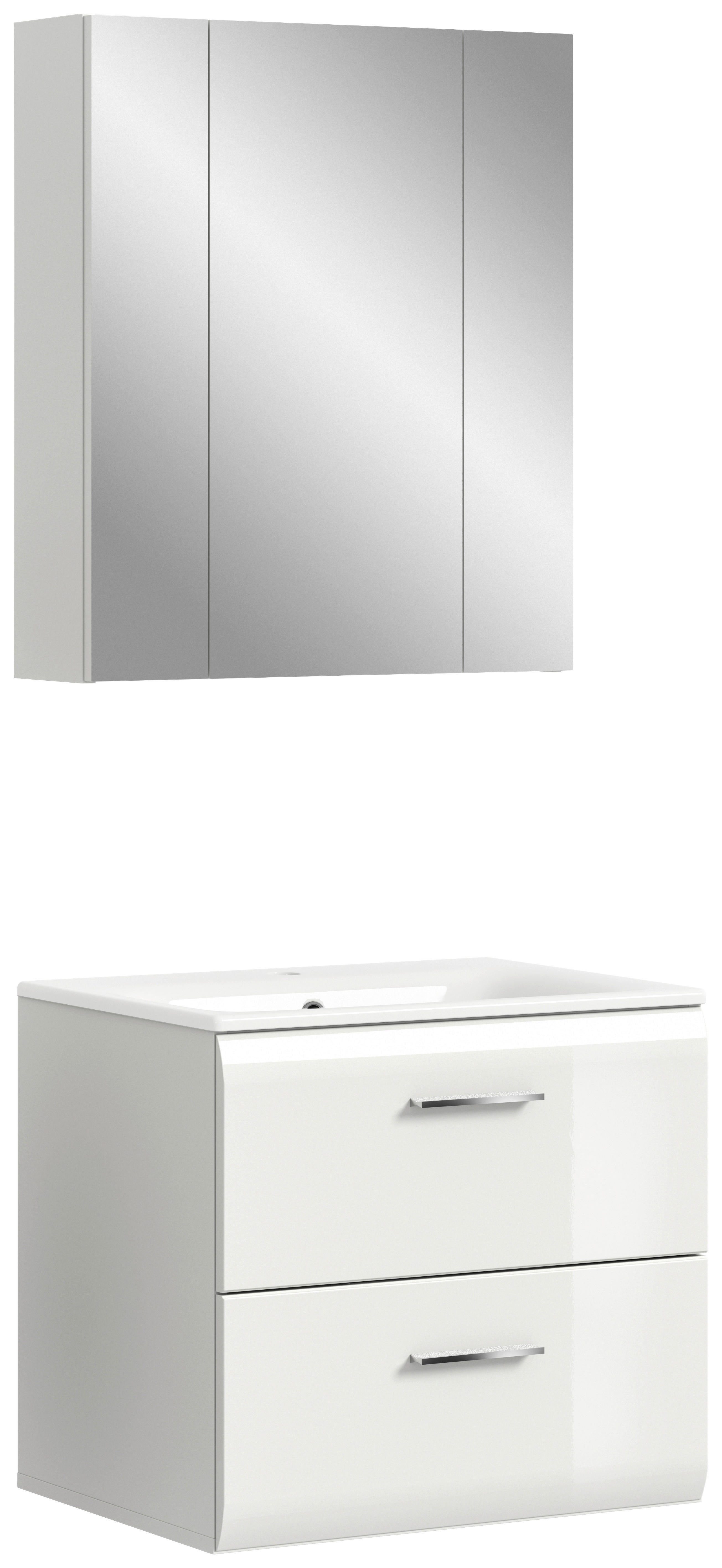 Badezimmer-Set Ice weiß weiß Hochglanz B/H/T: ca. 60x185x46 cm Ice - weiß (60,00/185,00/46,00cm) - xonox.home