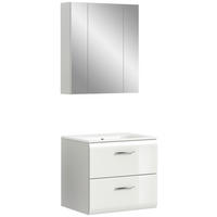 Badezimmer-Set Ice weiß weiß Hochglanz B/H/T: ca. 60x185x46 cm Ice - weiß (60,00/185,00/46,00cm) - xonox.home