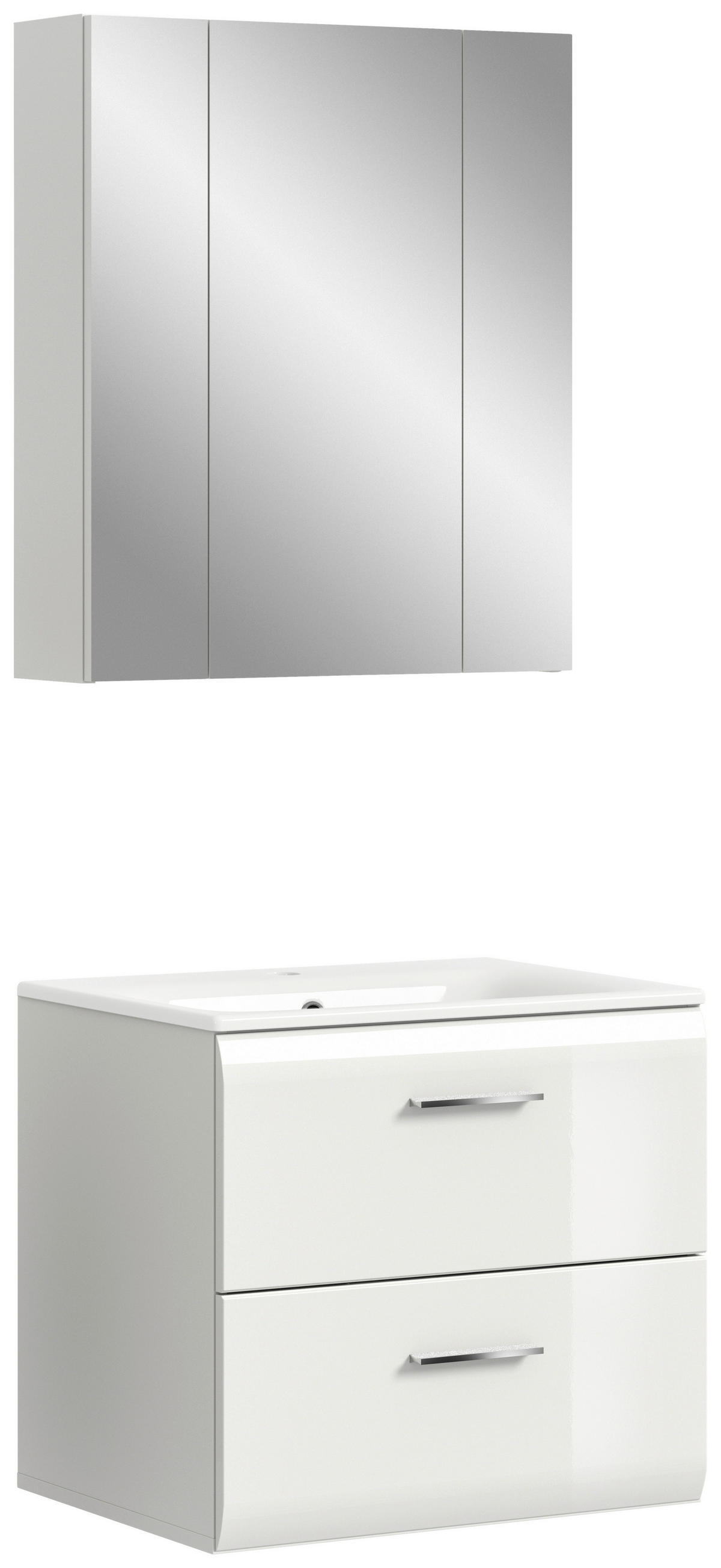 Badezimmer-Set Ice weiß weiß Hochglanz B/H/T: ca. 60x185x46 cm Ice - weiß (60,00/185,00/46,00cm) - xonox.home