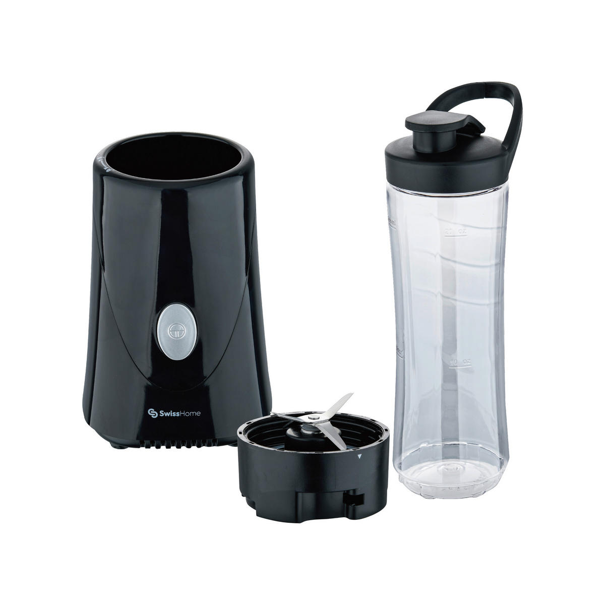 SWISS HOME Reise-Blender schwarz Edelstahl B/H/L: ca. 12x24,5x20,5 cm PETIT - schwarz (20,50/12,00/24,50cm) - SWISS HOME