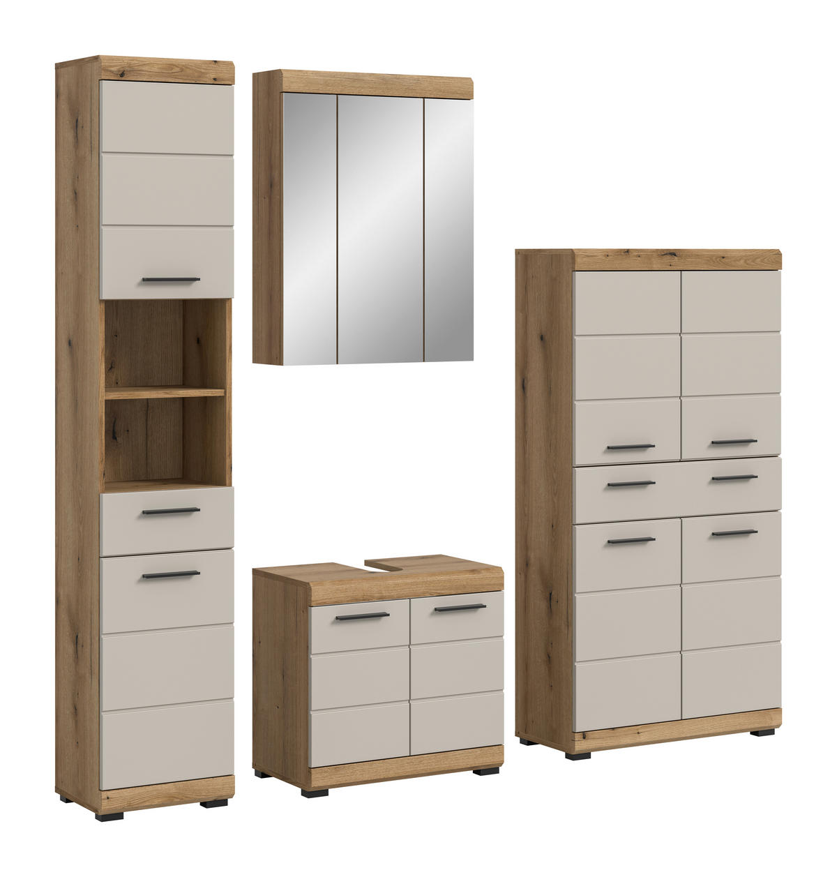 Badezimmer-Set Scout Evoke Oak Nachbildung Kaschmirgrau Nachbildung B/H/T: ca. 201x191x34 cm Scout - Kaschmirgrau (201,00/191,00/34,00cm) - xonox.home
