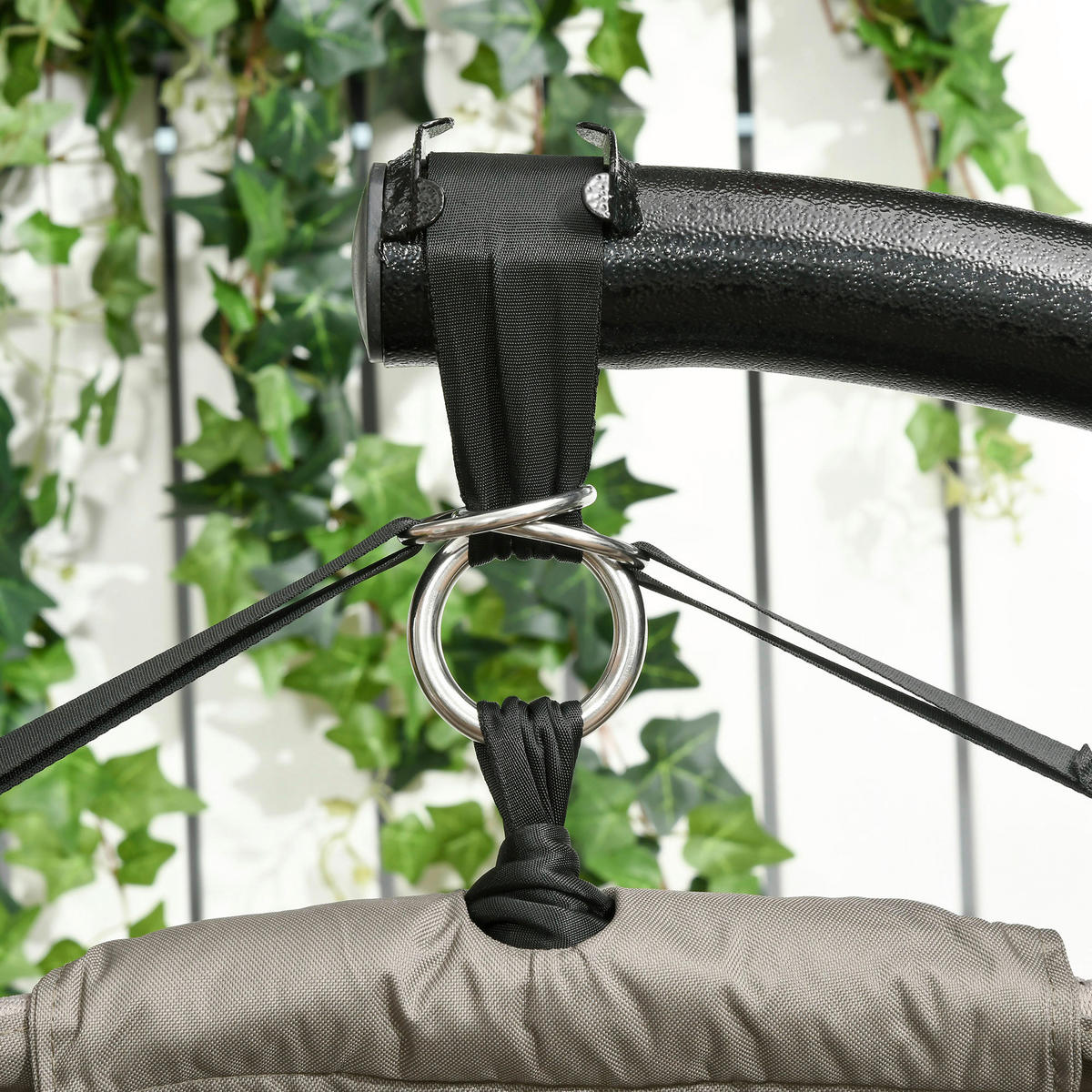 Outsunny Hängesessel mit Sitzkissen sand Polyester B/H/L: ca. 103x172x130 cm Hängesessel_mit_Sitzkissen - sand (130,00/103,00/172,00cm) - Outsunny