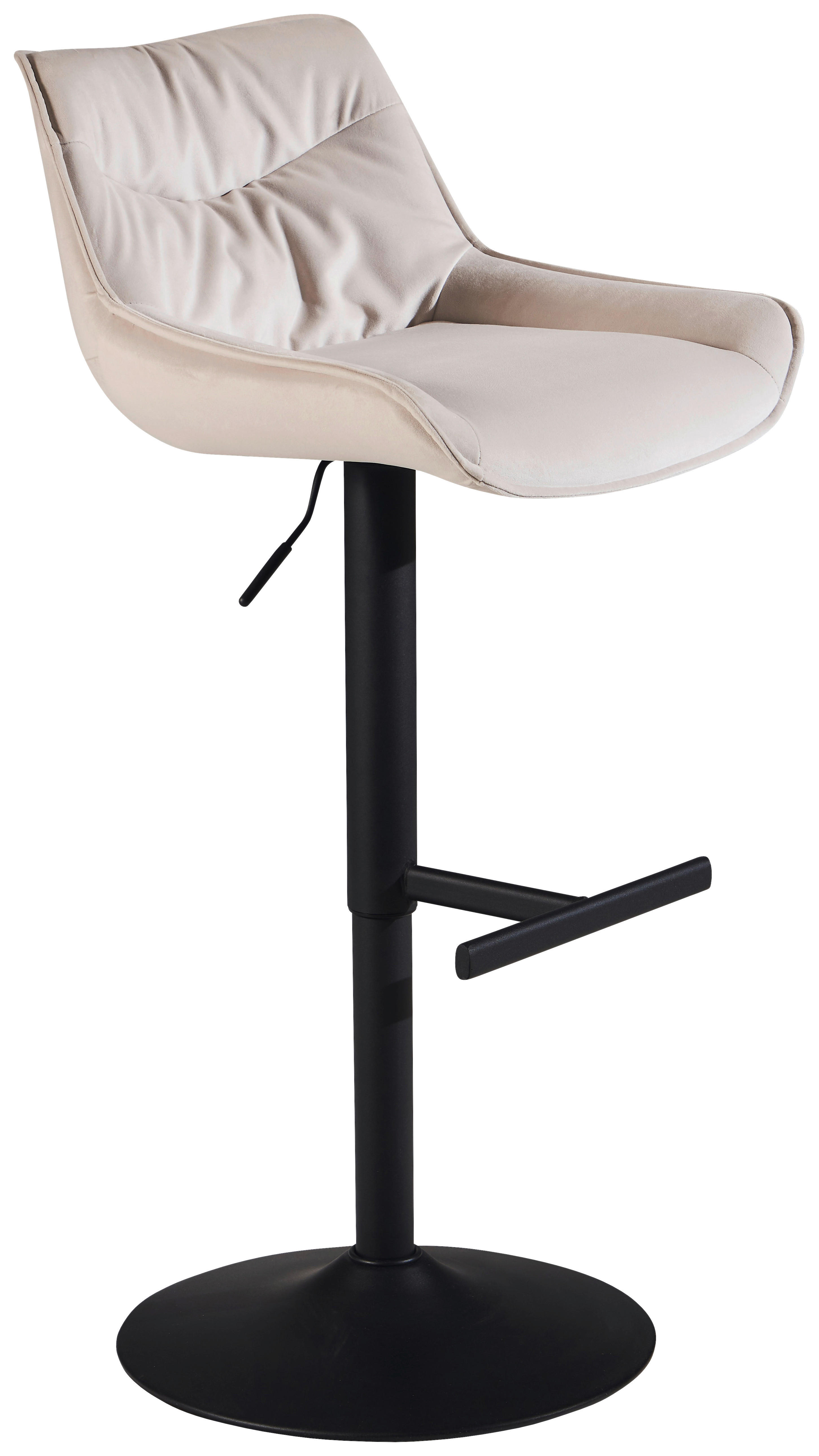 Barhocker beige schwarz Samt Eisen B/H/T: ca. 45x106x55 cm Barhocker - beige/schwarz (45,00/106,00/55,00cm) - Wohnling