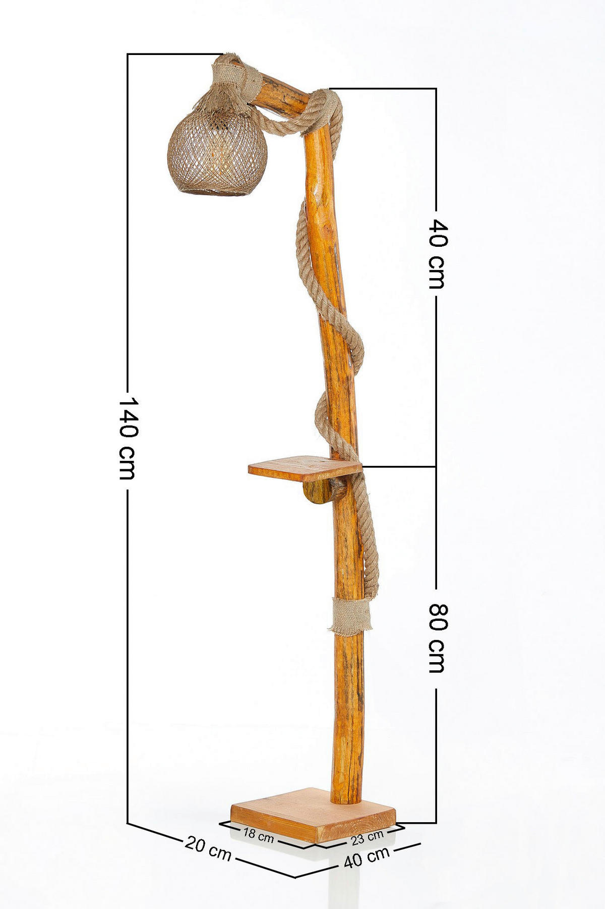 Opviq Stehleuchte natur Holz B/H/T/L/D: ca. 24x140x24x24x24 cm E27 1 Brennstellen Arbor - natur (24,00/24,00/140,00cm) - Opviq