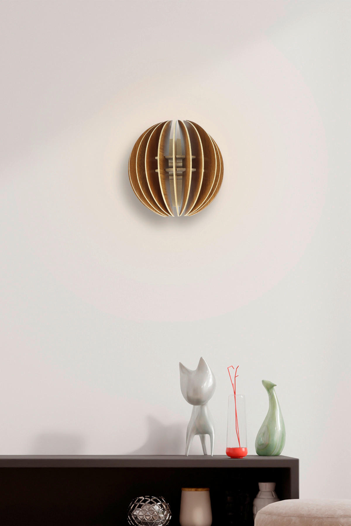 Opviq Wandleuchte nussbaum MDF B/H/L: ca. 16,5x19,5x19,5 cm E27 1 Brennstellen Wandleuchte_208-SK - nussbaum (19,50/16,50/19,50cm) - Opviq