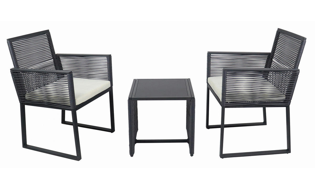 VCM Gartensitzgruppe Fidola schwarz Polyrattangeflecht B/H/L: ca. 53x86x53 cm Fidola - schwarz (53,00/53,00/86,00cm) - VCM