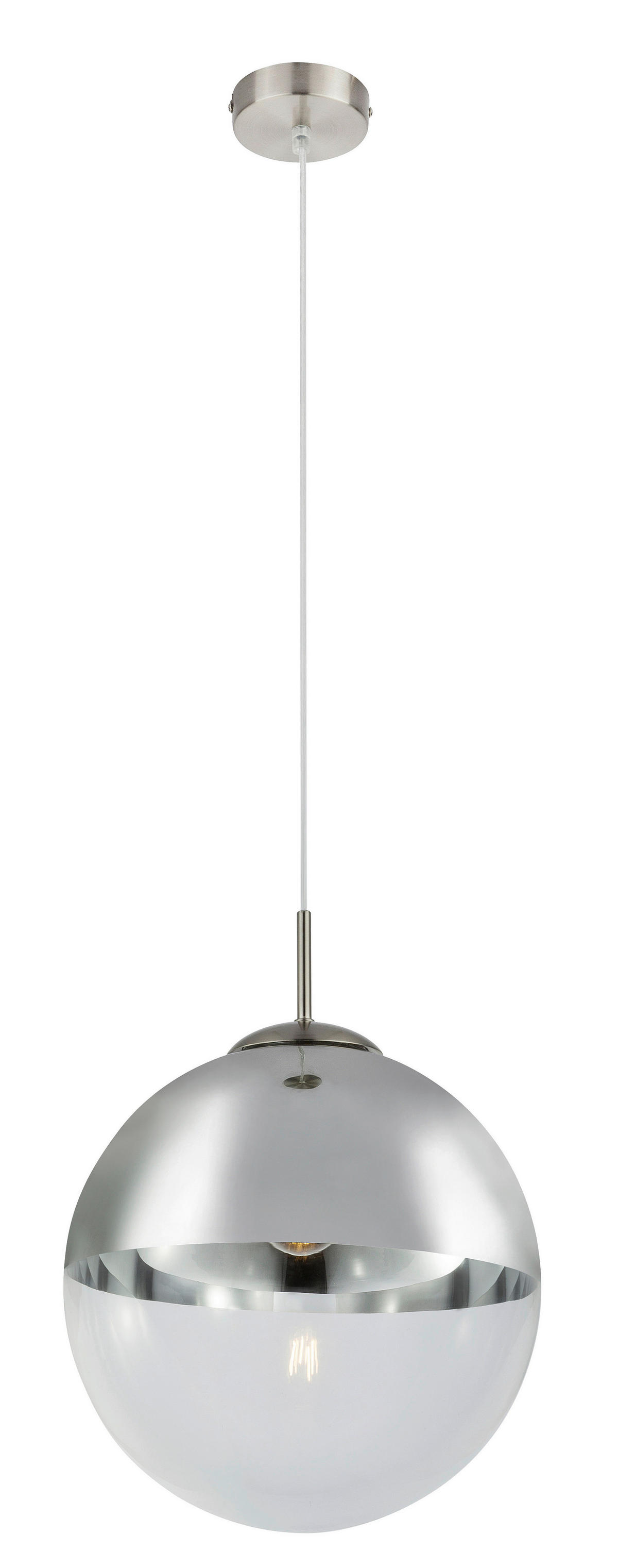 GLOBO Pendelleuchte nickel matt Metall H/D: ca. 120x30 cm E27 1 Brennstellen VARUS - nickel matt (30,00/120,00cm) - GLOBO