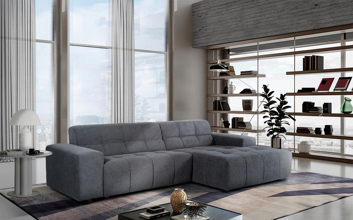 Polsterecke Asia grau Flachgewebe B/H/T: ca. 300x80x160 cm Asia - schwarz/grau (300,00/80,00/160,00cm)