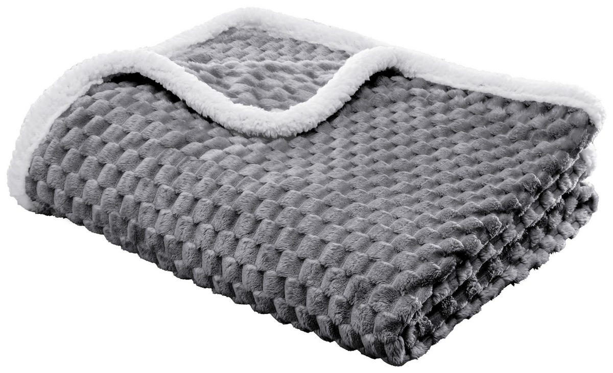 Tagesdecke Wabe Flanell Wabe - anthrazit (200,00/230,00cm) - POCOline