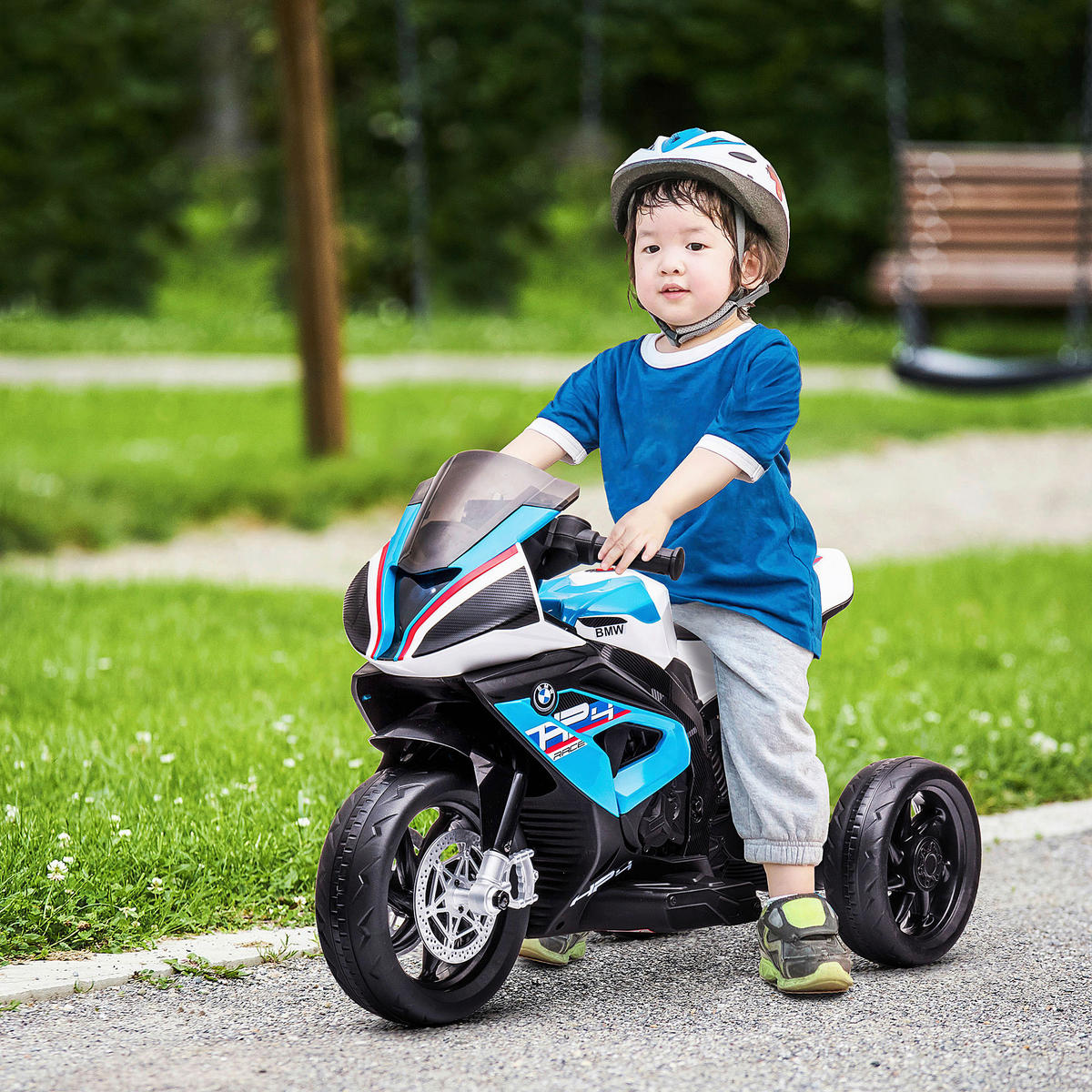 HOMCOM Kinder-Elektromotorrad blau B/H/L: ca. 42x54x82,5 cm Kinder-Elektromotorrad - blau (82,50/42,00/54,00cm) - HOMCOM