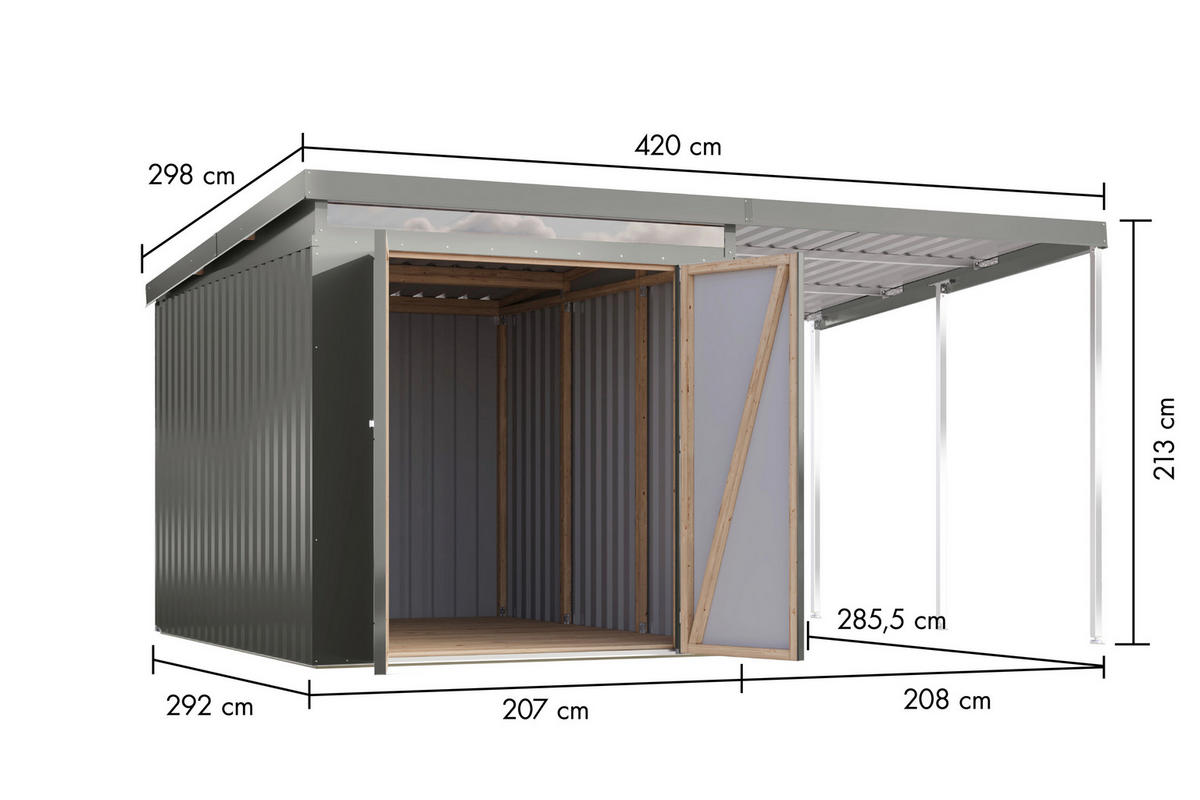 Karibu Gartenhaus IIndra 2,5 grau B/H/T: ca. 206x213x289 cm IIndra 2,5 - grau (206,00/213,00/289,00cm) - Karibu