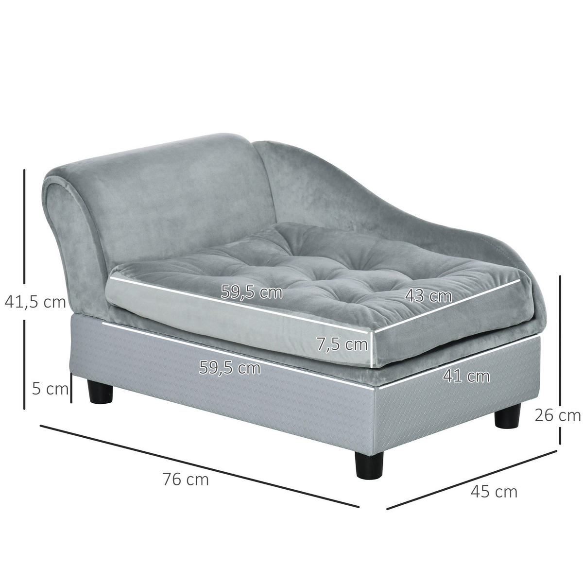 PawHut Hundesofa hellblau Holz B/H/T: ca. 76x42x45 cm Hundesofa - hellblau (76,00/42,00/45,00cm) - PawHut