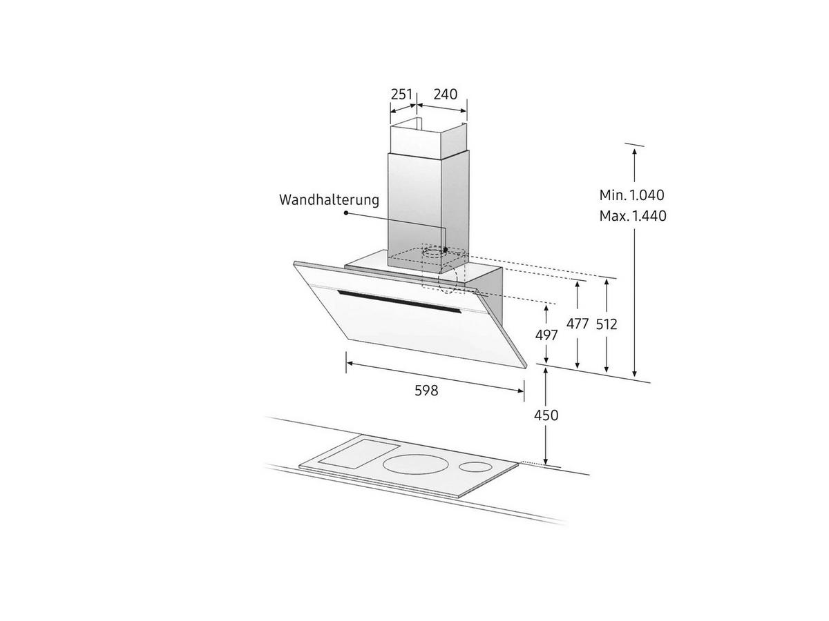 Samsung Dunstabzugshaube NK24M7070VB/UR schwarz Glas B/H: ca. 60x104 cm NK24M7070VB/UR - schwarz (60,00/104,00cm) - Samsung